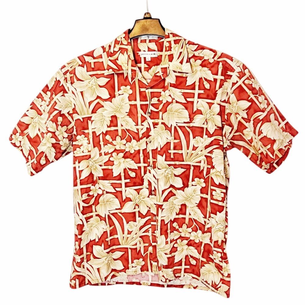 Vtg Pierre Cardin Hawaiian Floral Shirt Men's‎ Size Large Button Up